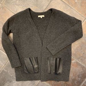 Madewell wool and leather pocket cardigan